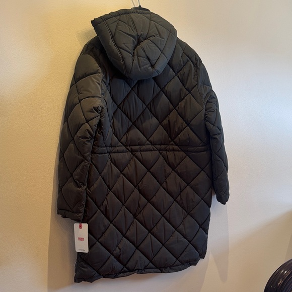 NWT - Levi's Dark Green Quilted Hooded Winter Jacket - Picture 11 of 15